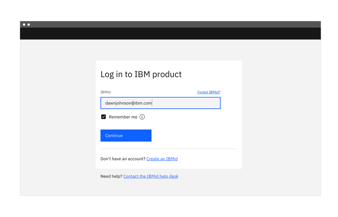 Single column layout login page